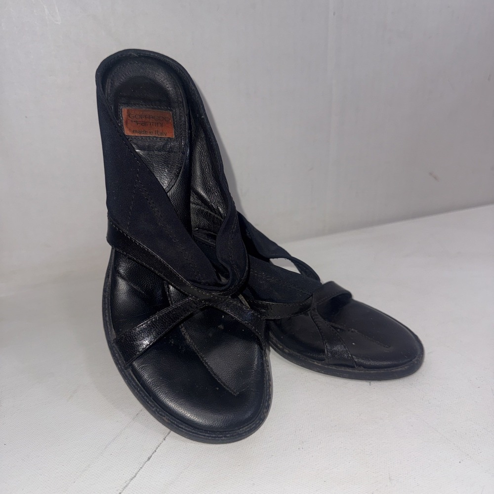 Goffredo Fantini Black Classic Designer Leather Heels Vintage Y2K Shoes Sze 36.5